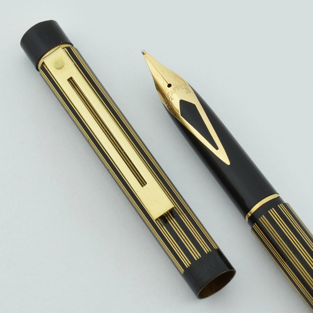 Sheaffer Targa 万年筆 ケース付き Sheaffer Targa 675s Slim Fountain Pen - Regency Stripe, Medium 14k