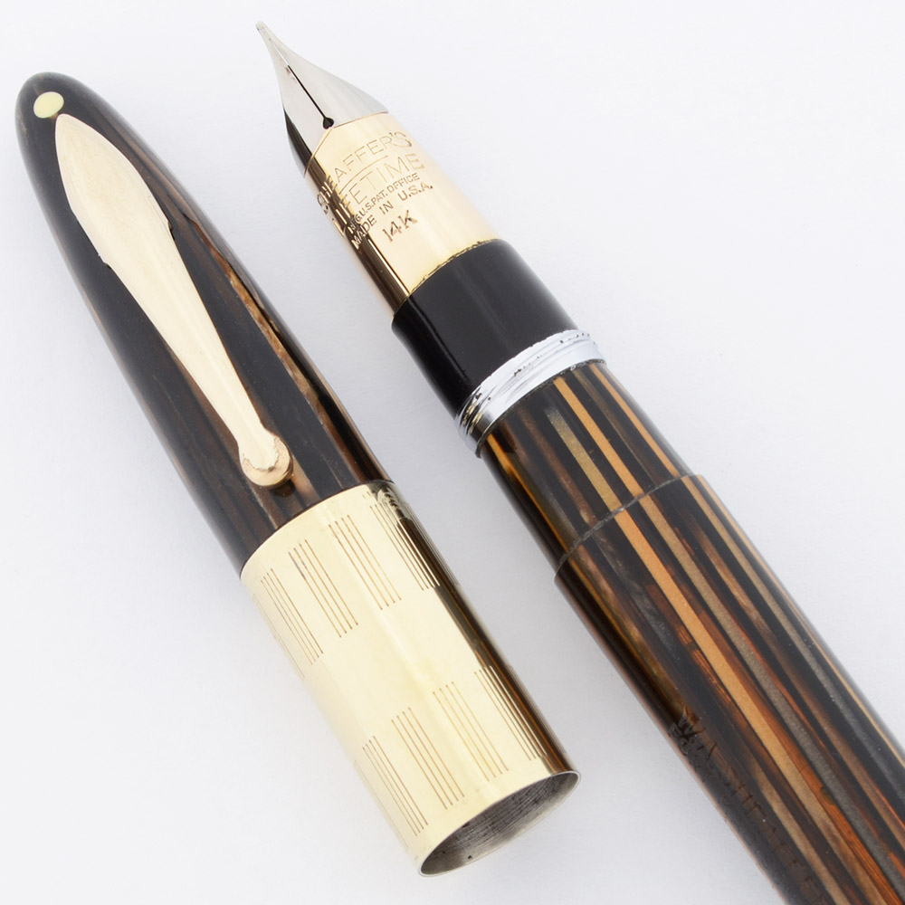 Sheaffer Lifetime Triumph Standard (1940s) - Brown Striated w Wide