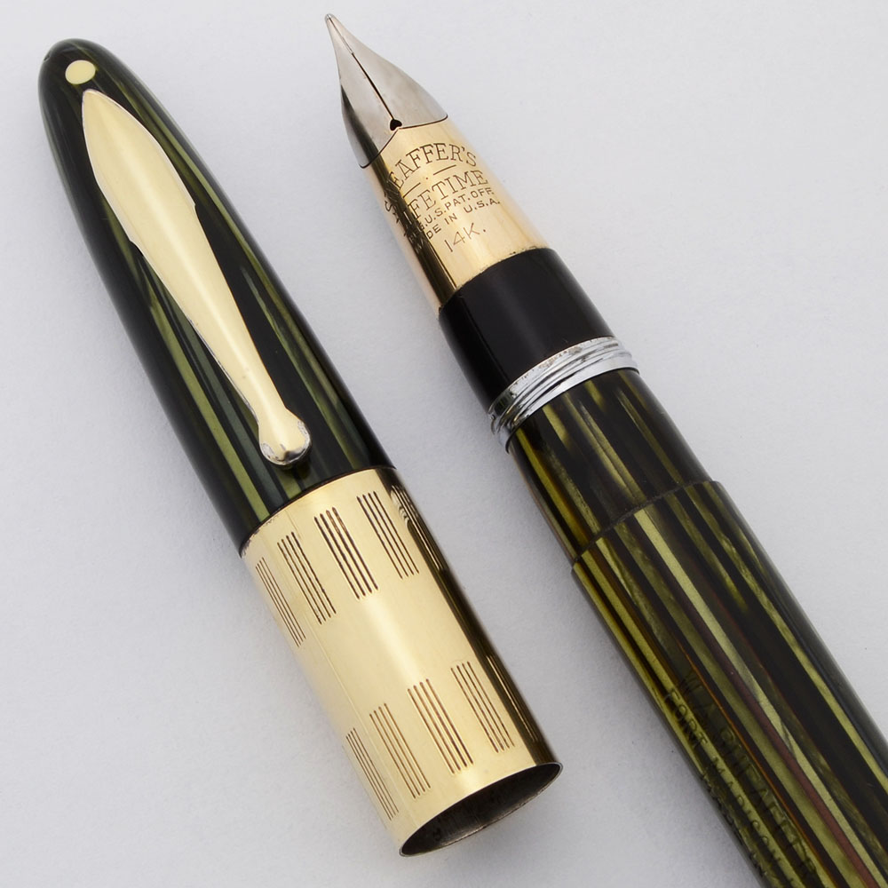 Sheaffer Triumph Wartime Lifetime (1940s) - Green Striated, Wide