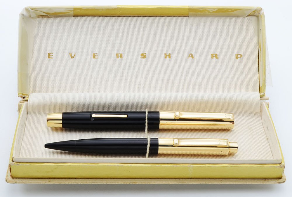 Fifth Avenue Demi Fountain Pen and Mechanical Pencil Set - Black with Solid  14k Caps, Semi-Flex Fine Nib (Excellent, in Box, Restored) - Peyton Street  Pens