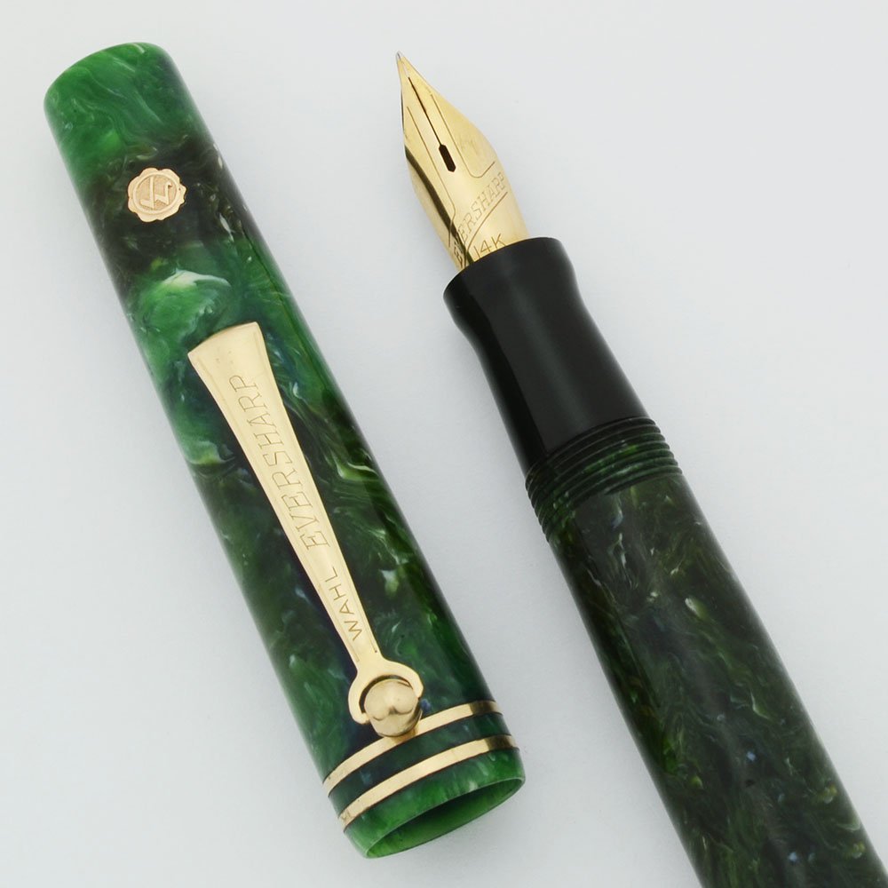 Stylo Plume WAHL EVERSHARP Oxford Marbre Vert Nacré - Plume F 14K Années 1940 - Occasion