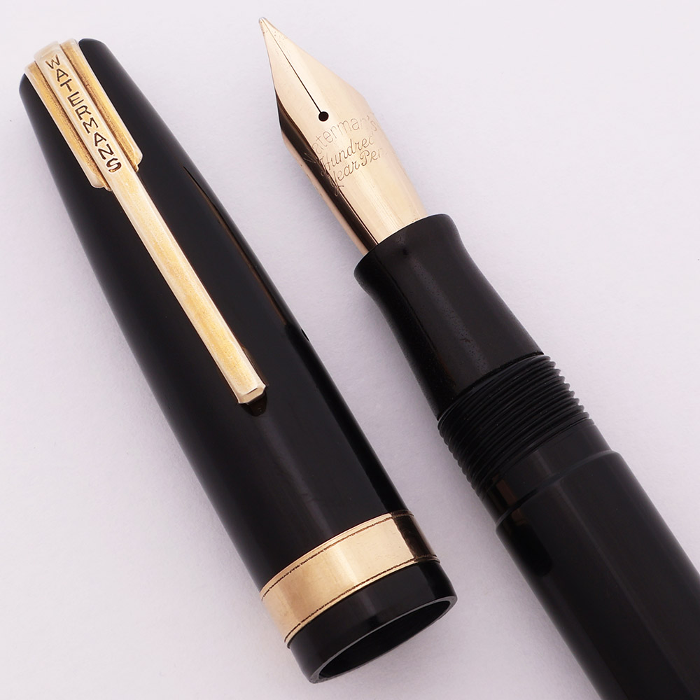 Waterman 100 Year Fountain Pen (1940s) - Jet Black, Fine Flexible
