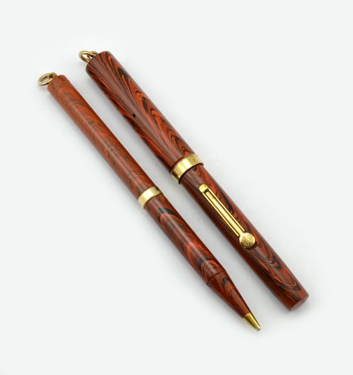 Waterman 52 1/2 V Fountain Pen - Red Ripple, Ring Top