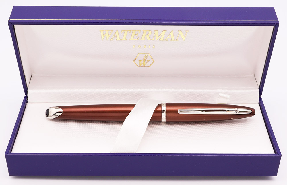 Waterman Carene Fountain Pen - Brown w/Palladium Trim, C/C, 18k