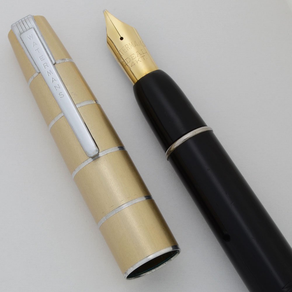 WATERMAN　Crusader517　Black　M-nib クルセーダー Waterman Crusader Fountain Pen - Black, Gold Cap, Open Flexible