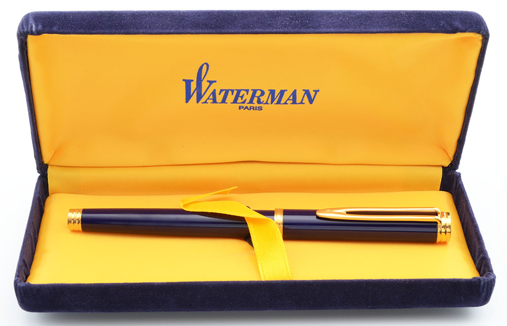 Waterman Gentleman Fountain Pen (1980s) - Blue Lacquer, Gold Trim