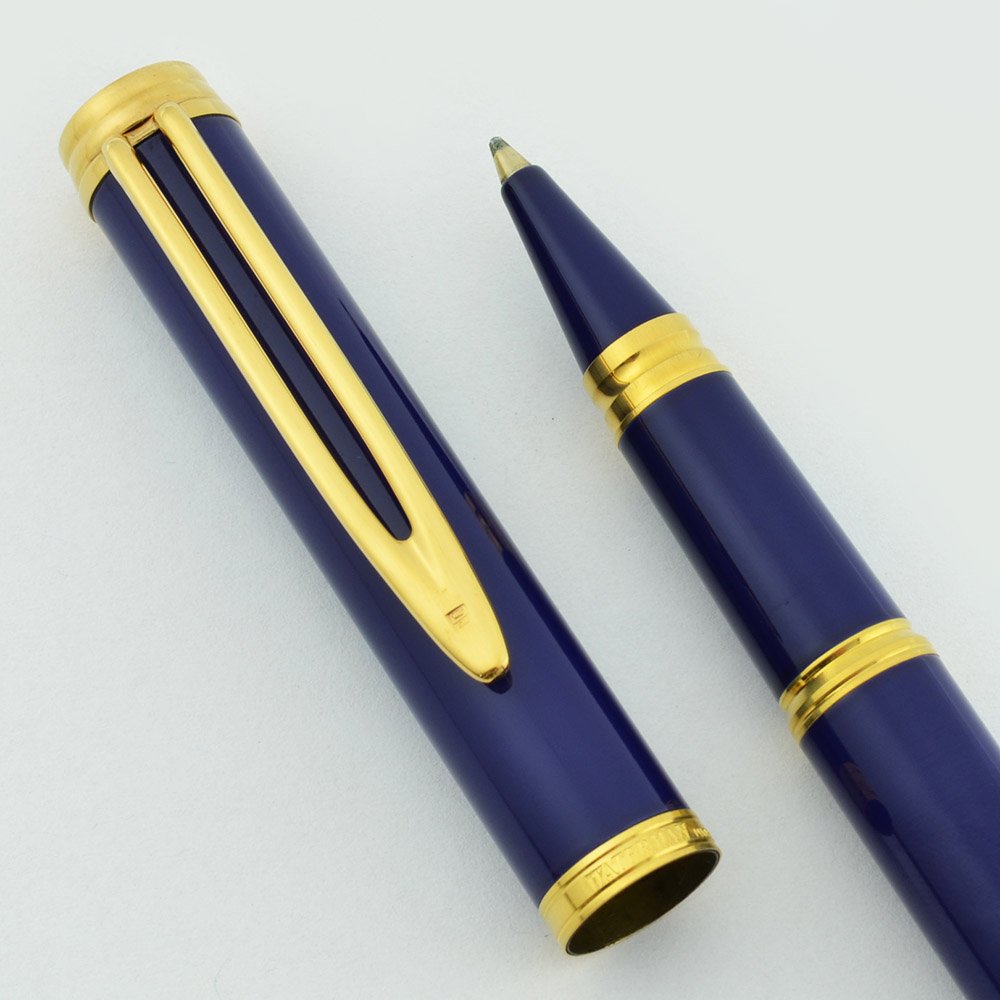 Waterman Gentleman Rollerball Pen Blue Lacquer with Gold Trim