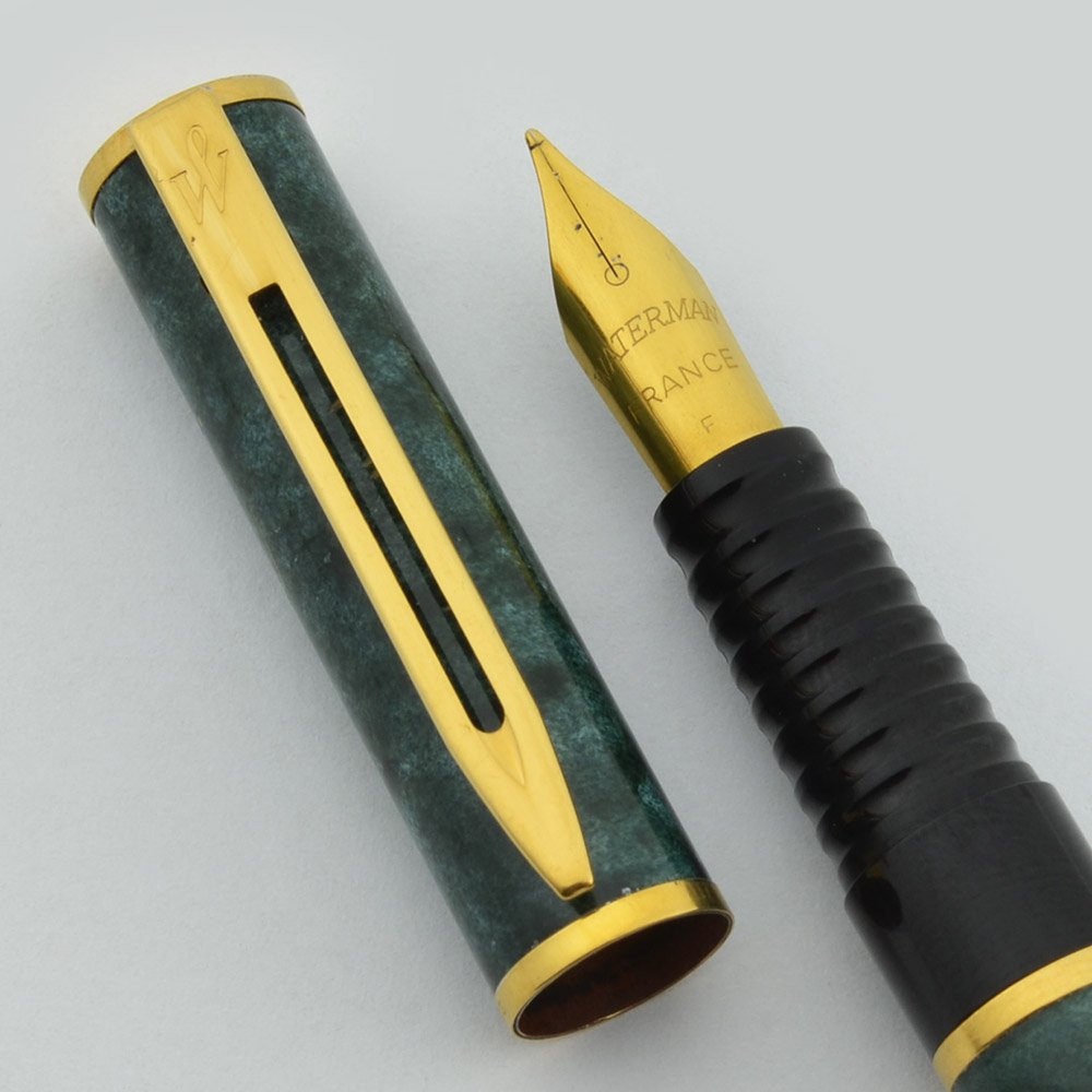 Waterman Laureat I Fountain Pen - Green Marble Lacquer, Fine Nib