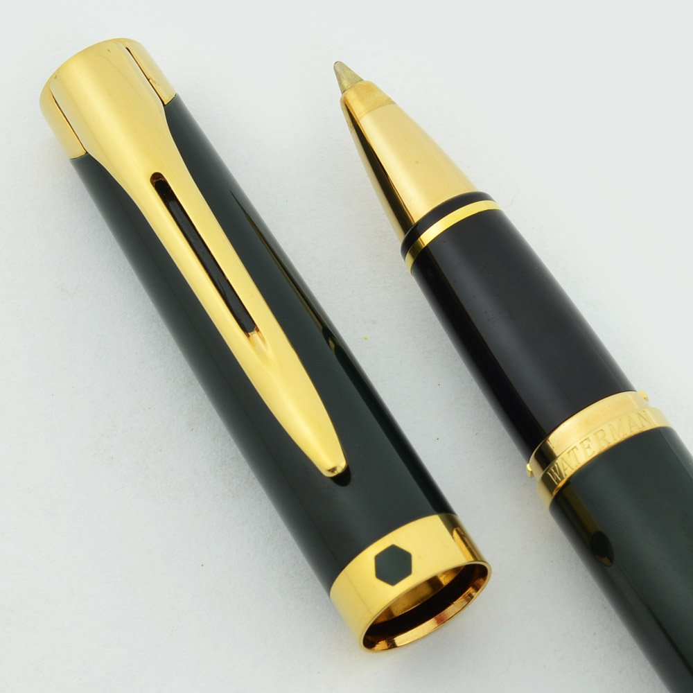 Waterman L'Etalon Rollerball Pen Green Lacquer, Gold Trim (Near Mint