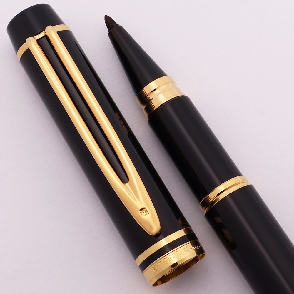 Waterman Le Man 200 Rollerball Pen (1980s) - Black w Gold Trim