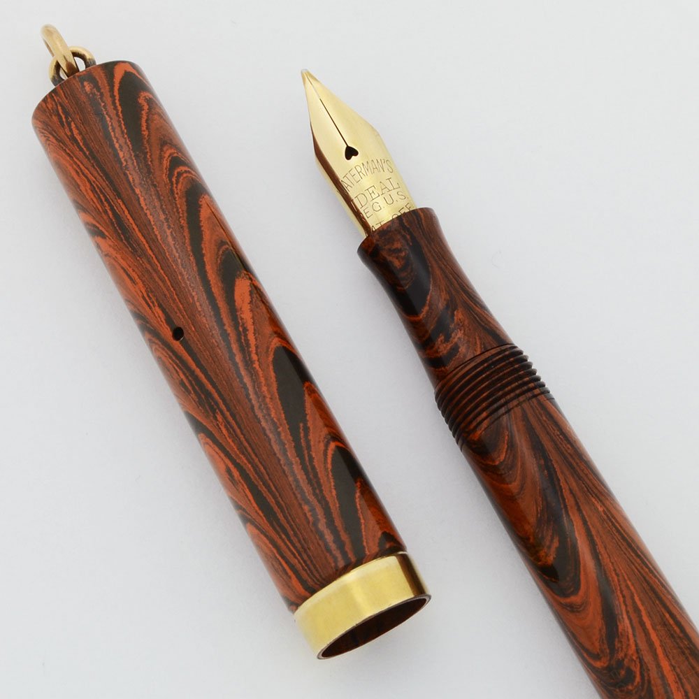 Waterman 52 1/2 V Fountain Pen - Red Ripple, Ring Top, Flexible