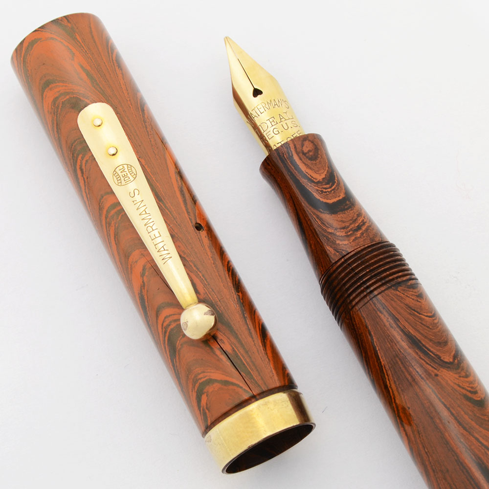 Waterman Ideal Red Rippleウォーターマン 万年筆 52 Waterman 52 Red Ripple Fountain Pen (1920s) - Flexible