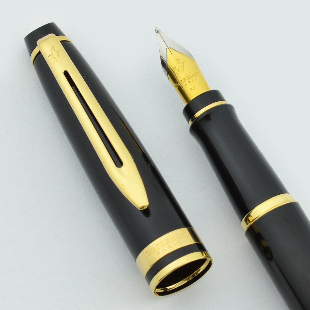 Waterman Expert III Fountain Pen - Black Lacquer, GT, Medium (Mint, In Box)  - Peyton Street Pens