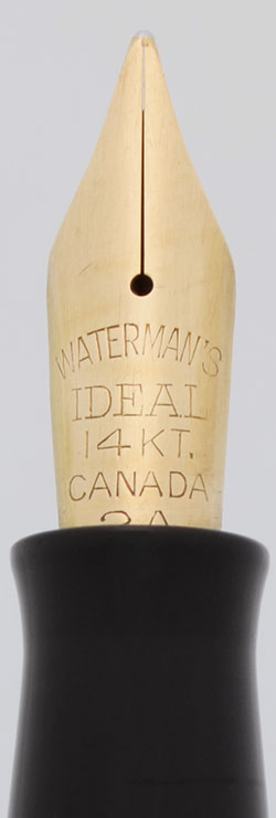 Waterman Fountain Pen (Canada, 1940s) - Black, Small Size, Flexible Medium Ideal  Canada 14k #2A Nib (Very Nice, Restored) - Peyton Street Pens