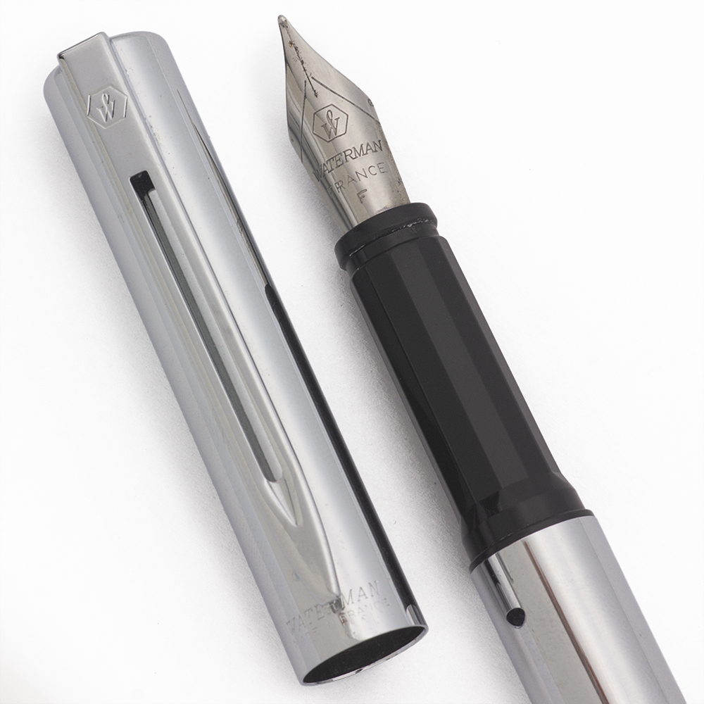 WATERMAN　　made in france WATERMAN CHROMED FOUNTAIN PEN BLUE INK M ADE IN FRANCE GREAT
