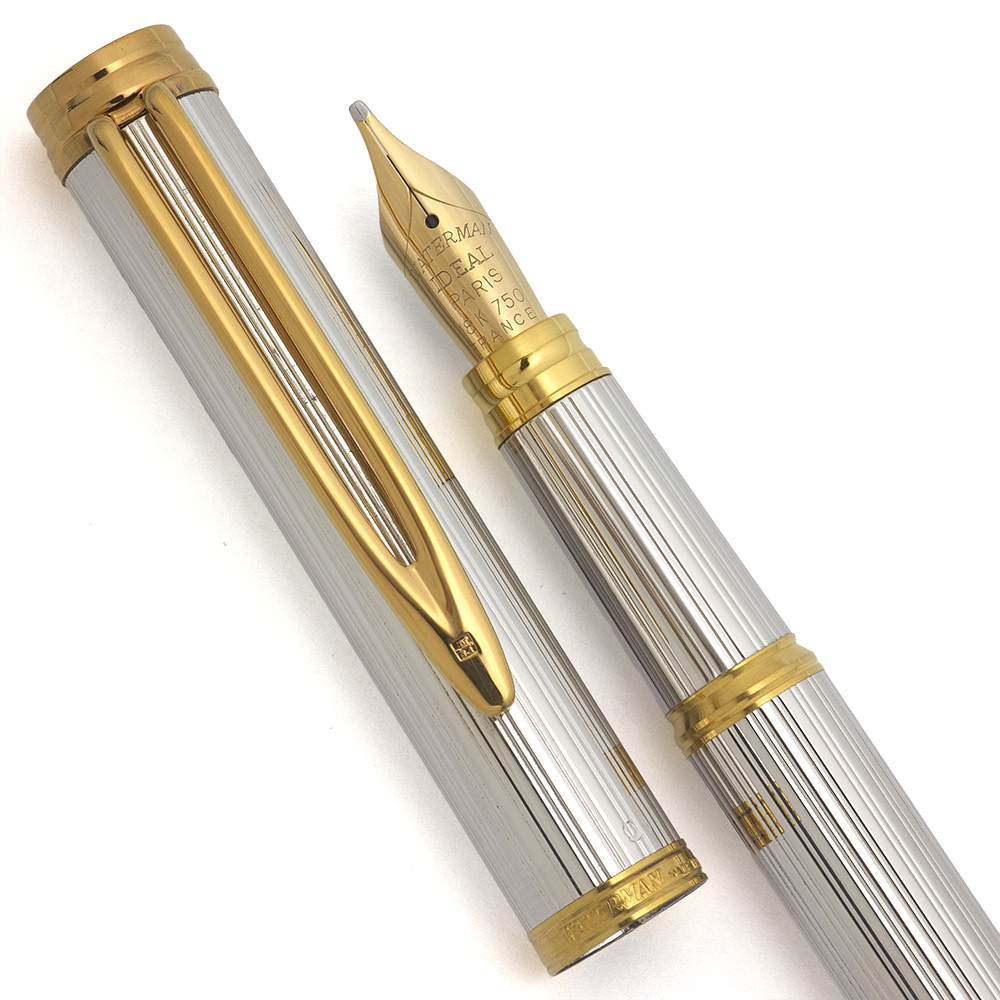 Waterman Gentleman Fountain Pen (1974-80s)- Sterling Ribbed w GT