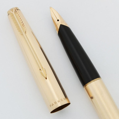 Parker 65 Custom Fountain Pen - Rolled Gold, Medium-Broad 14k Semi