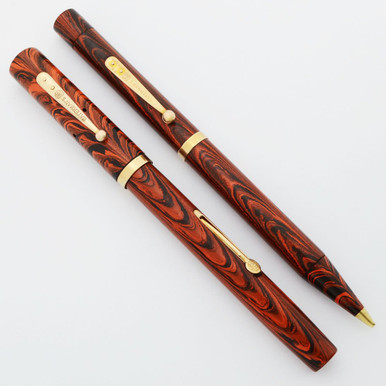 Waterman Ideal Red Rippleウォーターマン 万年筆 52 Waterman 52 V Red Ripple Ring Top Fountain Pen - Full Flex