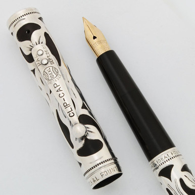 【WATERMAN’S IDEAL】 万年筆　透かし彫り　米国製ヴィンテージ Waterman 412 1/2 Sterling Trefoil Filigree Overlay - Eye Droppper