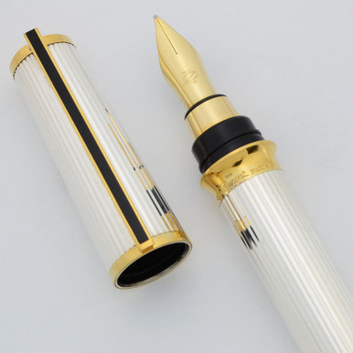 S T Dupont Montparnasse Chairman Fountain Pen - Silver Lined