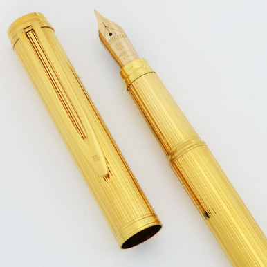 Waterman Gentleman Fountain Pen - 23k Gold Plated, Fine 18k Nib