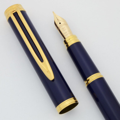 Waterman Gentleman Fountain Pen - Blue Lacquer, Gold Trim, Fine