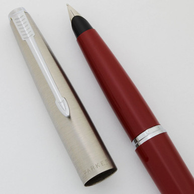 Parker 45 Classic Fountain Pen - Deep Red Body, Flighter Cap w