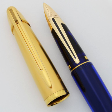 Waterman Edson Fountain Pen - Sapphire Blue, 18k Medium Nib (Near