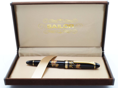 Sailor 1911 Oshidori Fountain Pen - Mandarin Ducks Maki-e, Large Size, H-M  14k Nib (Near Mint in Box, Works Well)