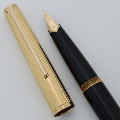 14K張キャップ NO.227 万年筆 MONTBLANC 585 モンブラン - Plate/Black Gold Stripe Line Heavy 227 モンブラン F 筆記具