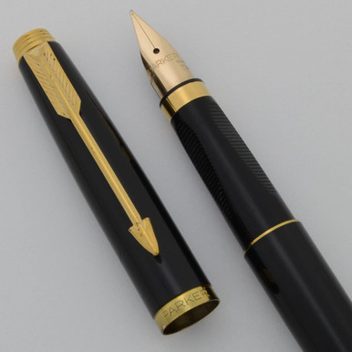 Parker 75 Fountain Pen (1985)- Black Lacquer, French, C/C, 14k