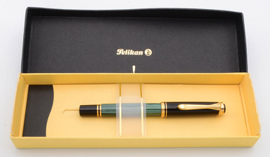 筆記具 PELIKAN Souveran M300 F Pelikan M300 Souveran Fountain Pen - Green Striped Barrel, Small