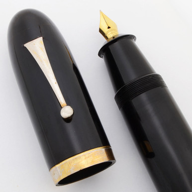 Japanese Jumbo Fountain Pen - Black w/GT, Eyedropper, Gold Plated