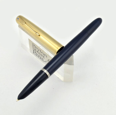 Parker 51 Vacumatic 1944 - Cedar Blue, GF Parallel Lines Cap, 1.0