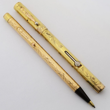 Waterman 0552 1/2 Fountain Pen and Pencil Set (1920s) - Gold