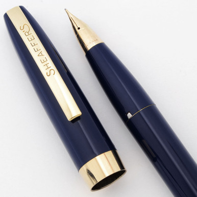 Sheaffer Imperial III Touchdown Fountain Pen (1960s, Canada/USA) - Blue  w/GT, Fine 14k Triumph Nib (Excellent, Restored)