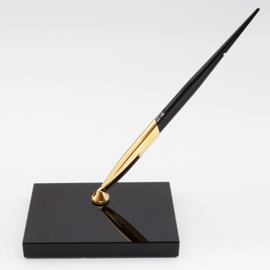 Sheaffer J07 Fountain Pen Desk Set - Black Jet Crystal Base, 14k