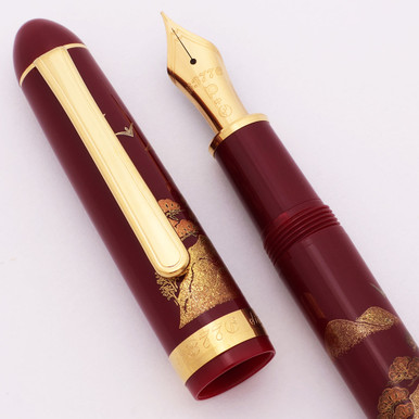 Platinum 3776 Maestro Fountain Pen - Burgundy w GT Maki-e Pine