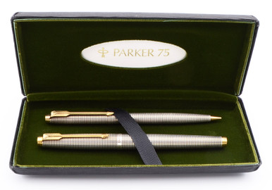 769010/PAPKER 75 万年筆 14K STERLING SILVER Parker 75 Fountain Pen (1960s) - Silver Plated Godron, Chrome Trim