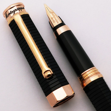 Montegrappa Nero Uno Linea Fountain Pen - Black Faceted, Rose Gold