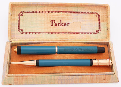 Parker Duofold Lucky Curve Pastel Ring Top Set - Naples Blue, Semi