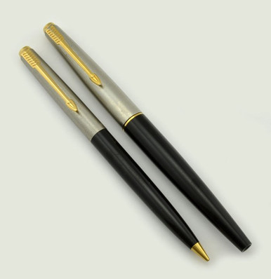 Parker 45 GT Set - Black, Flighter Cap, Gold Trim, Fine Steel Nib (Very ...