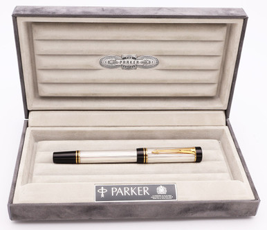 Parker Duofold International Fountain Pen (1991) - Sterling Silver, 18k Fine  Nib (Excellent + in Box, Works Well) - Peyton Street Pens