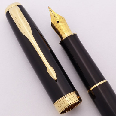 Parker Sonnet Fountain Pen (1993) - Black Lacquer w Gold Trim, C/C