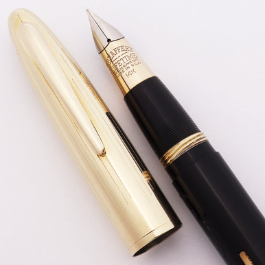 SHEAFFER ビンテージ万年筆 ブラック/クリーム Sheaffer Crest Deluxe 1750 Fountain Pen (1940s) - Black, Fat
