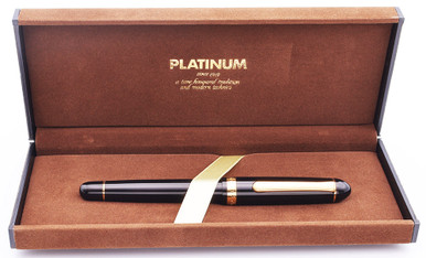 Platinum 3776 Fountain Pen (Old Style) - Solid Black w Gold Plated