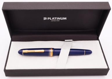 Platinum President Fountain Pen - Dark Blue w Gold Trim, C/C