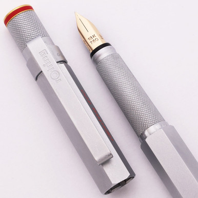 Rotring 600 Fountain Pen - 2nd Gen, Matte Silver w Gold Highlights