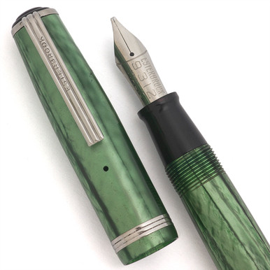Esterbrook J Fountain Pen (1950s) - Green Striated w Chrome Trim