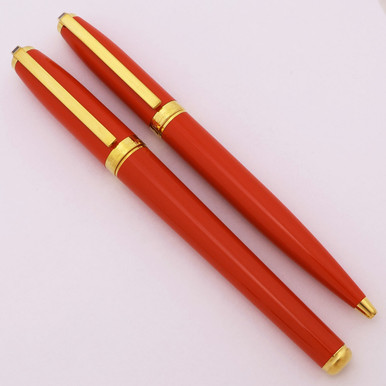 ST Dupont Fidelio Fountain Pen Set - Red Lacquer, GP Trim, Mh 14K